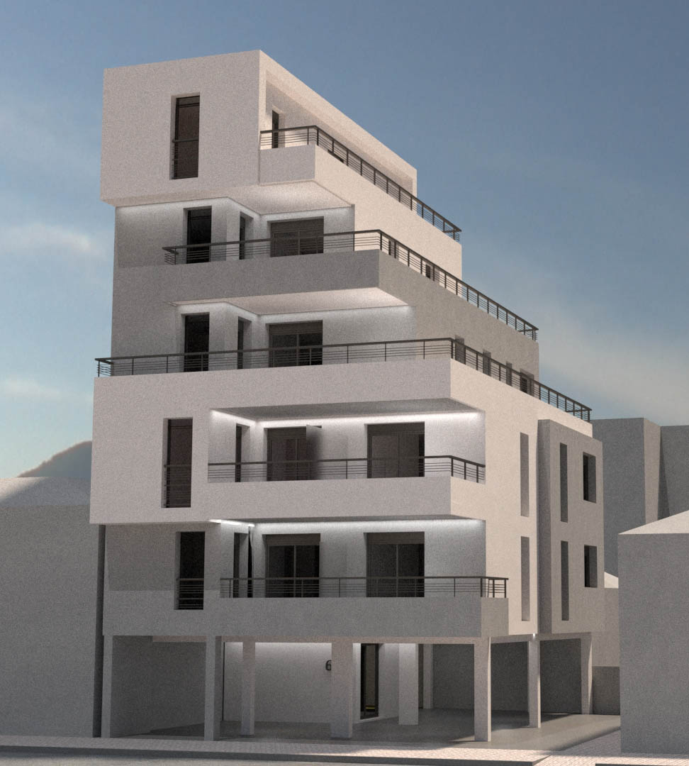 3D render of a building under construction by XG Group of Engineers at F. Ioannou 66, Volos